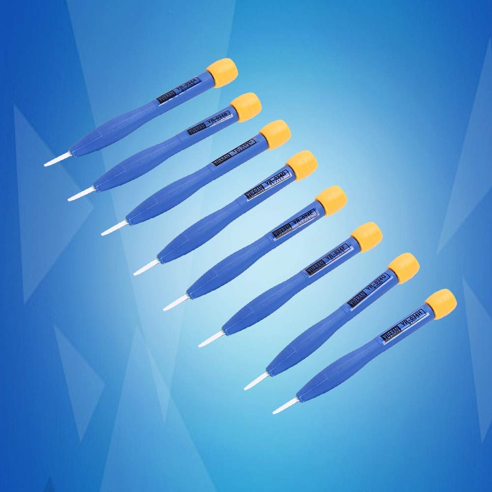 8-Piece Slotted Screwdriver Set - Anti-Static Plastic & Ceramic Handles for Electronics Repair, High Frequency Circuit Adjustment - Perfect for DIY, Home Improvement, and Professional Electrical Work
