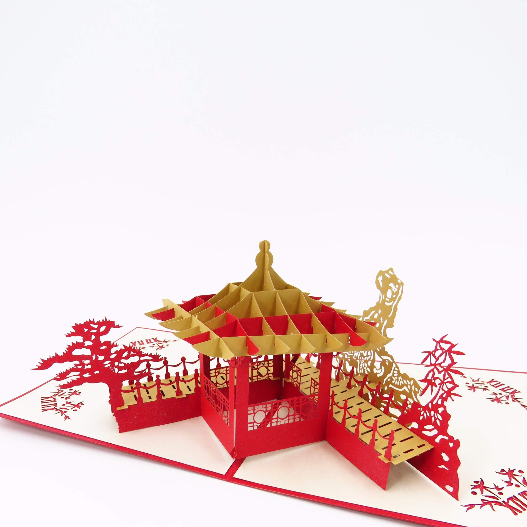 Asian Pavilion Pop Up Greeting Card - Birthday, Graduation, Valentine's Gift for Special Occasions