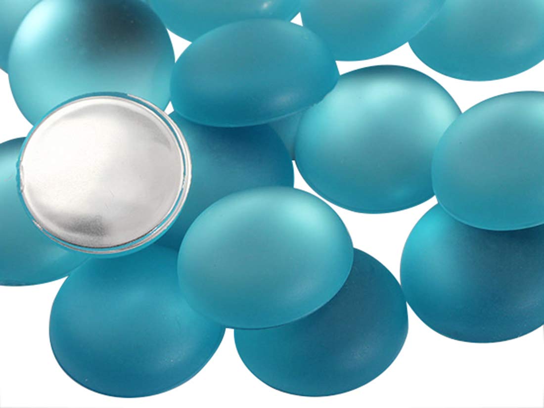 15mm Round Flat Back Frosted Acrylic Cabochons - 25pcs Blue Aqua Rhinestones for DIY Crafts, Jewelry Making, Costume Embellishments, Card Decor & Cosplay Accessories (H509) - Perfect for Scrapbooking, Nail Art & Home Decor Projects