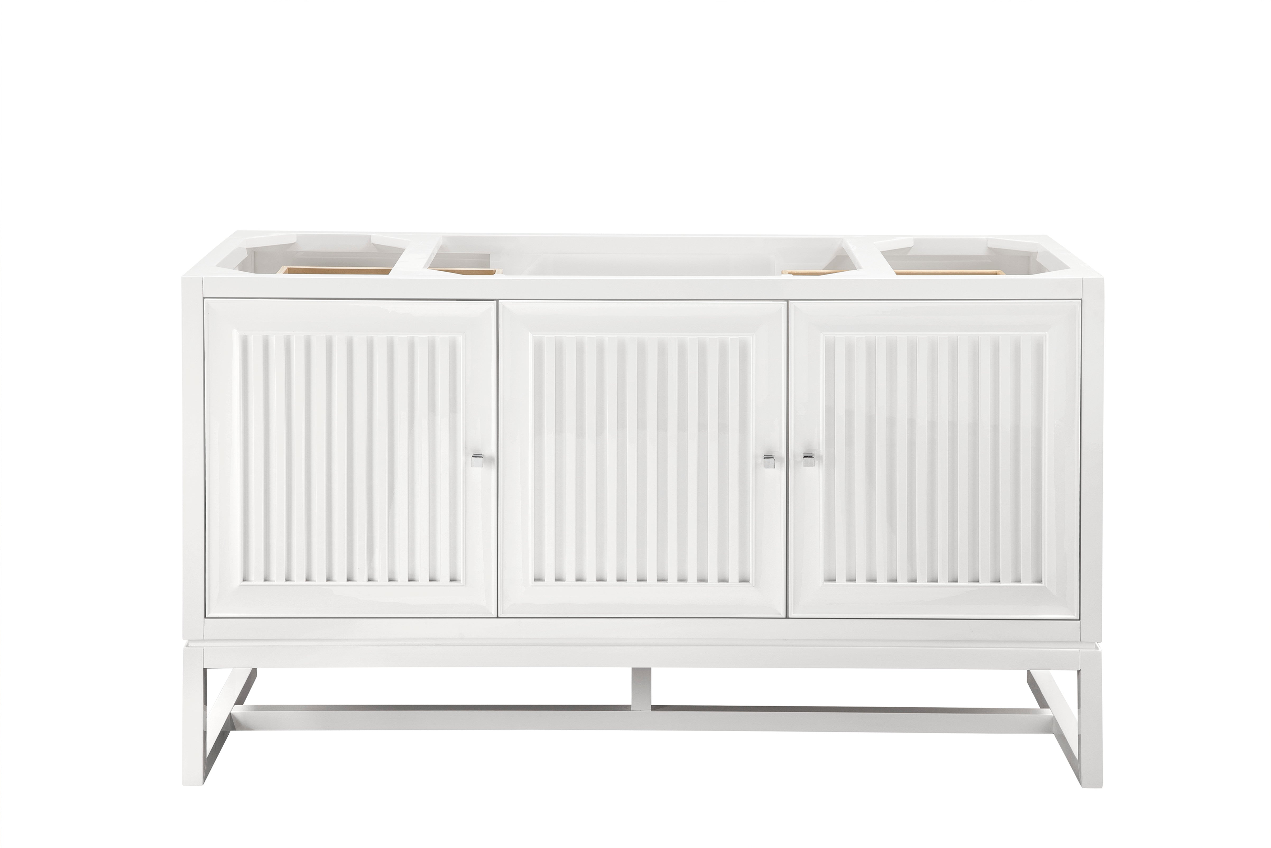 Athens 60 Inch Single Vanity Cabinet with Soft Close Doors - Glossy White Finish for Bathroom Remodel & Modern Home Decor