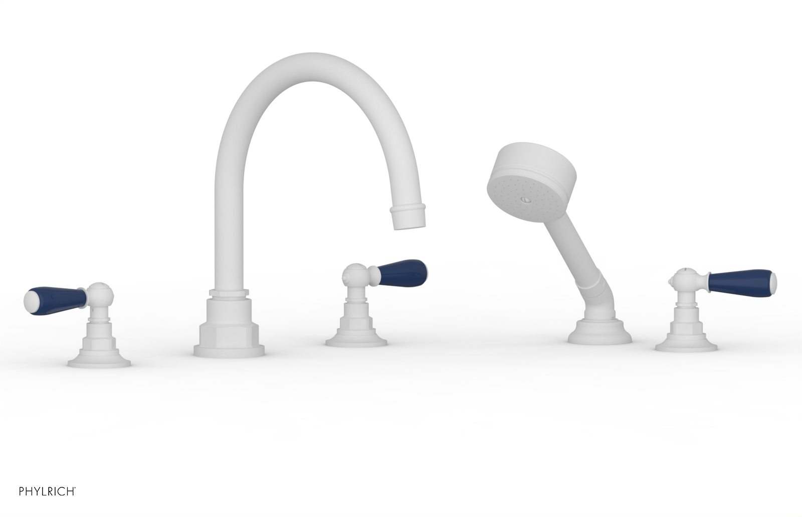 Jamestown Deck Tub Set with Hand Shower - Lever Handles & Navy Blue Accents - 165