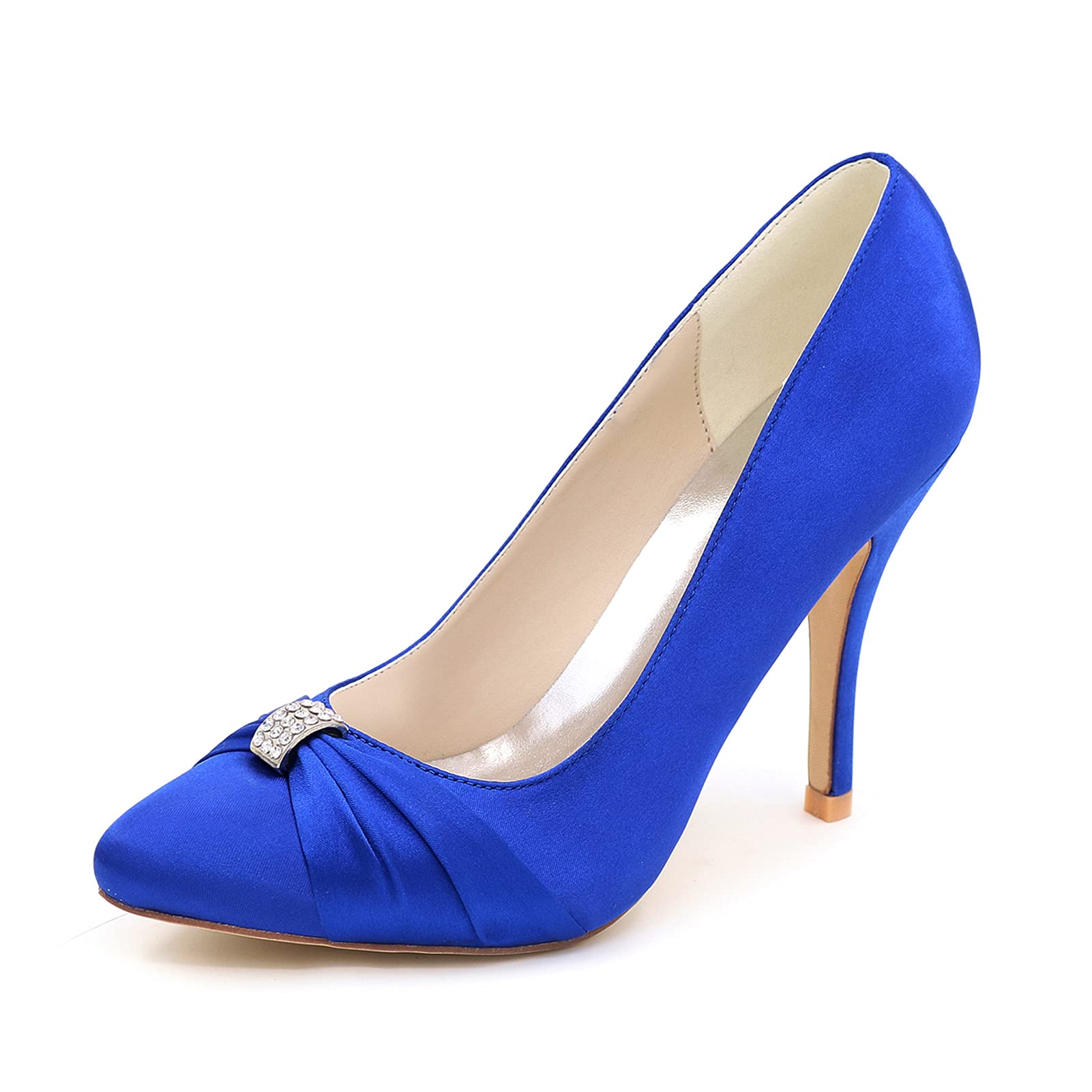 KSTORE Women's Pointed Toe Rhinestone Satin Wedding Pumps - Comfortable High Heels for Brides, Bridesmaids & Evening Parties | Perfect for Weddings, Proms & Formal Events