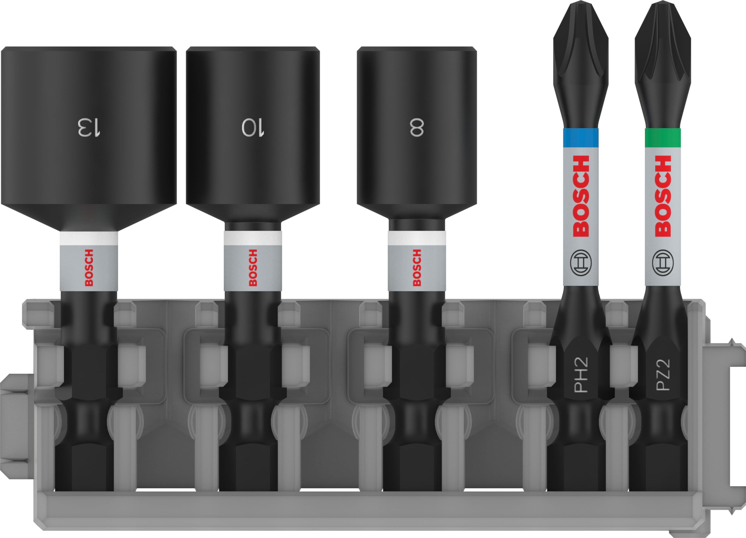 Bosch Professional 5-Piece Screwdriver Bit and Socket Set - Impact Control, PZ/PH Bits (50mm Length), Pick & Click System - Perfect for Impact Drills, DIY Projects, and Professional Construction Work