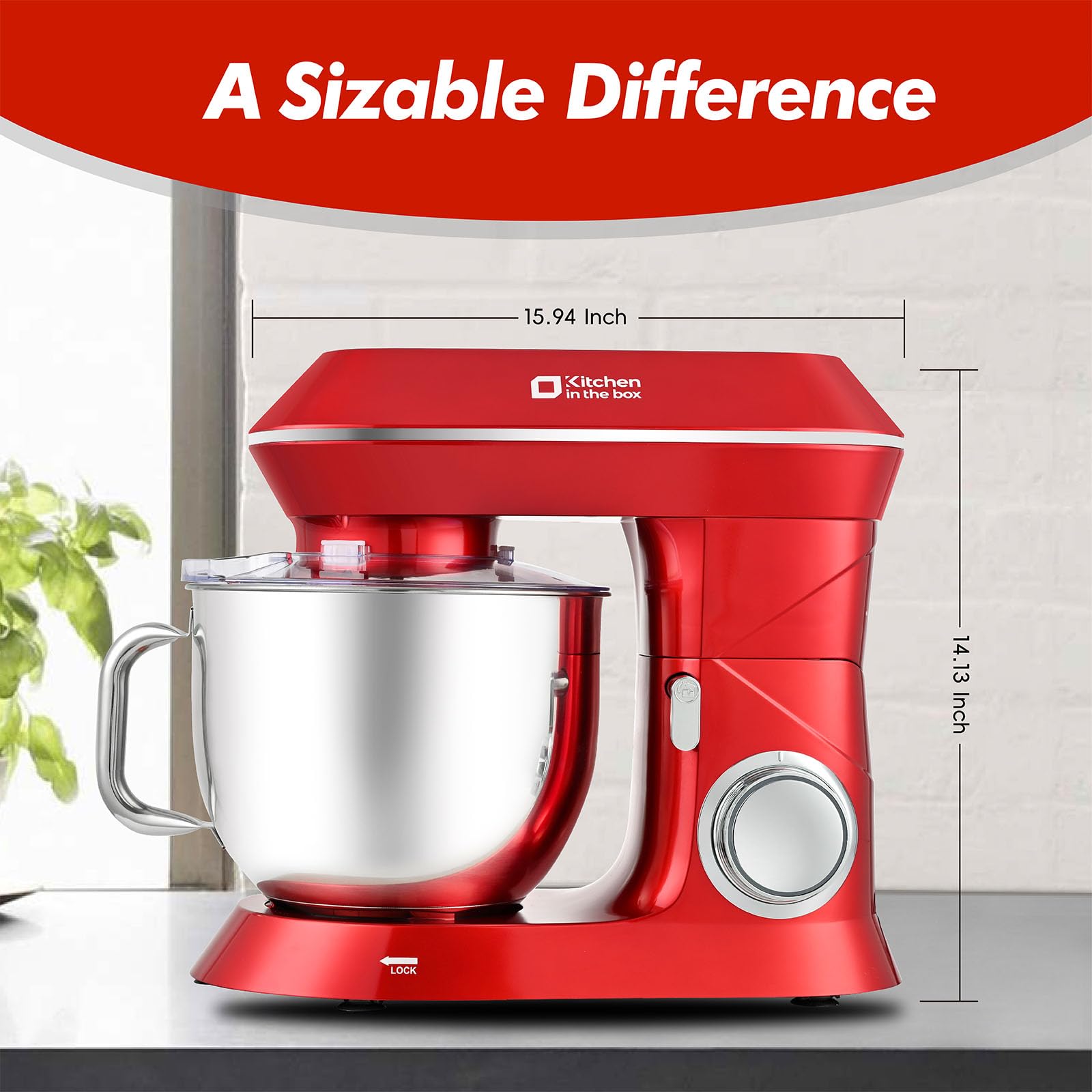 900W 7.5QT Stand Mixer - 6-Speed Tilt-Head Electric Mixer with Dough Hook for Baking (Red) - Perfect for Home Kitchens & Bakeries