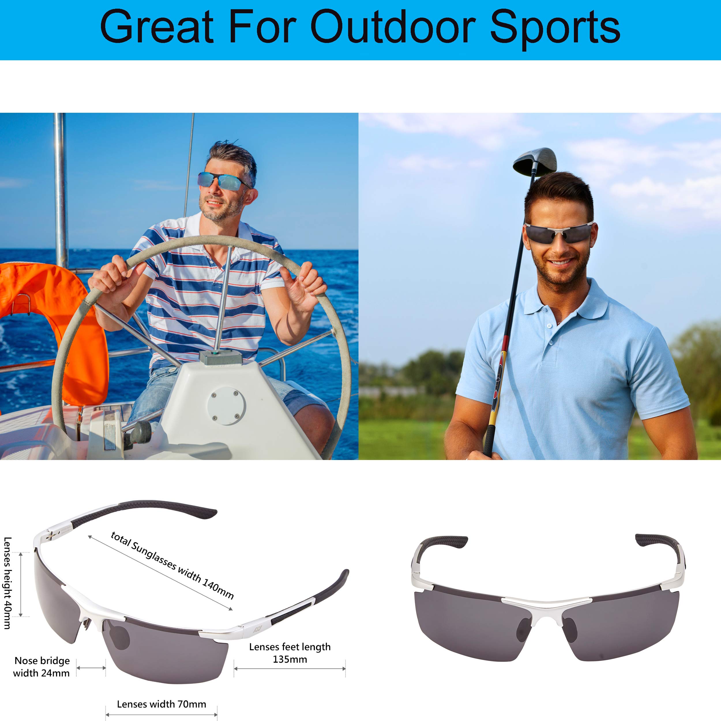 Square Polarized Sunglasses UV400 Protection - Classic Rectangular Shades for Women & Men - Perfect for Driving, Fishing, and Outdoor Activities