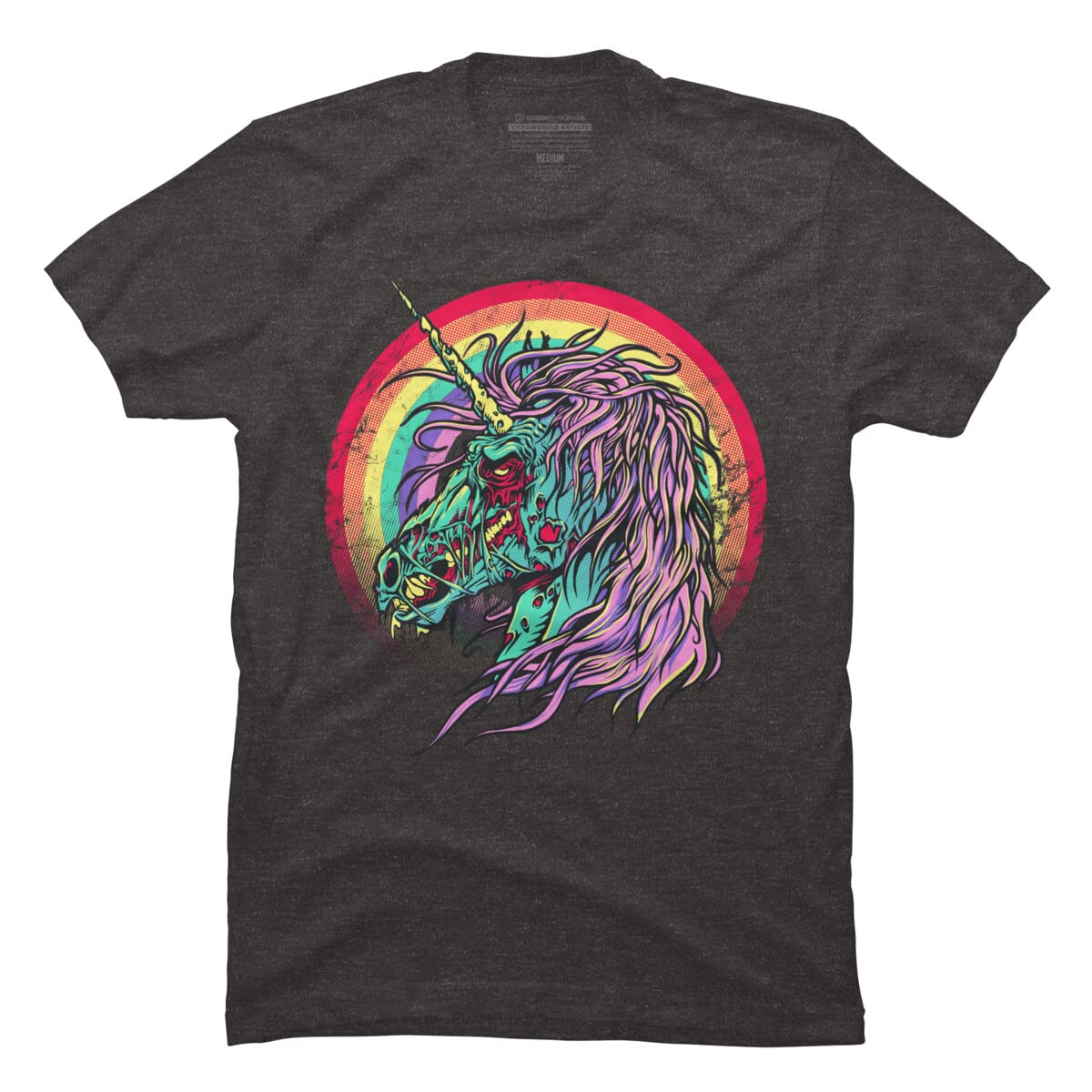RicoMambo Zombie Unicorn Graphic T-Shirt for Men | Unique Horror Fantasy Design | Perfect for Halloween, Cosplay & Alternative Fashion