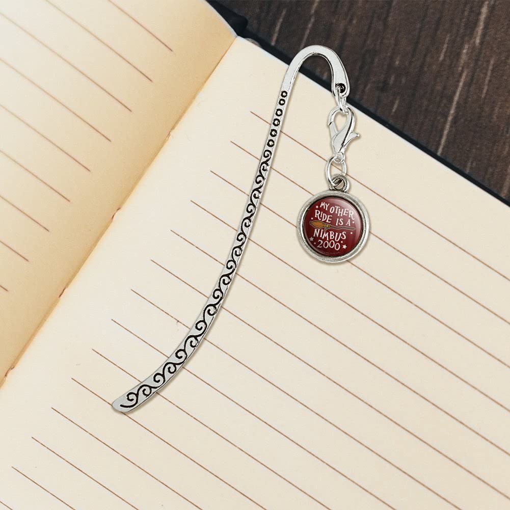 Harry Potter Nimbus 2000 Broomstick Metal Bookmark with Charm - Perfect for Book Lovers & Potterheads - Great Gift for Reading, Collecting & Hogwarts Themed Parties