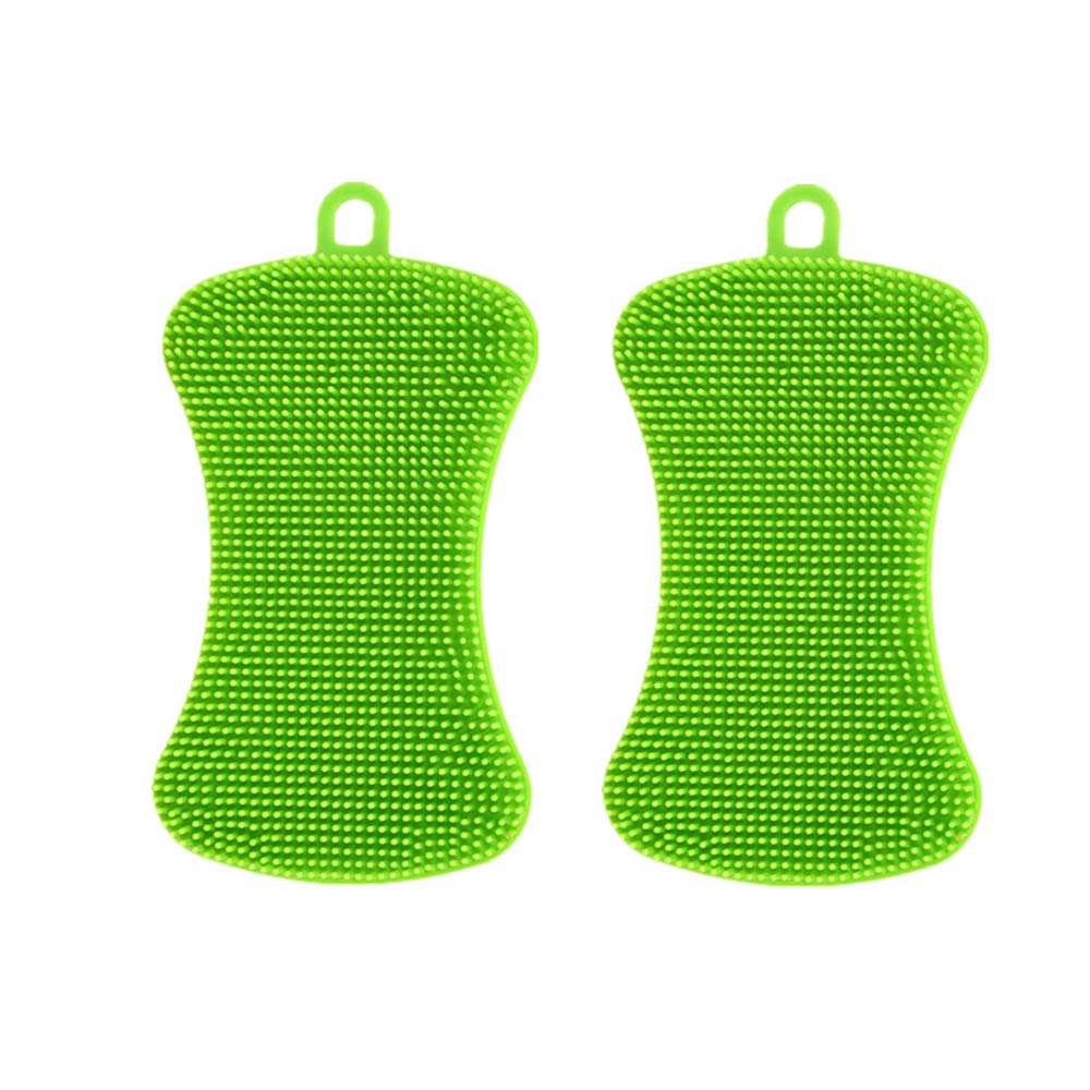 2-Pack Silicone Dish Cleaning Wand with Sponge - Non-Scratch Kitchen Scrubber for Pots, Pans & Dishes - Perfect for Home, Restaurant & Bar Cleaning