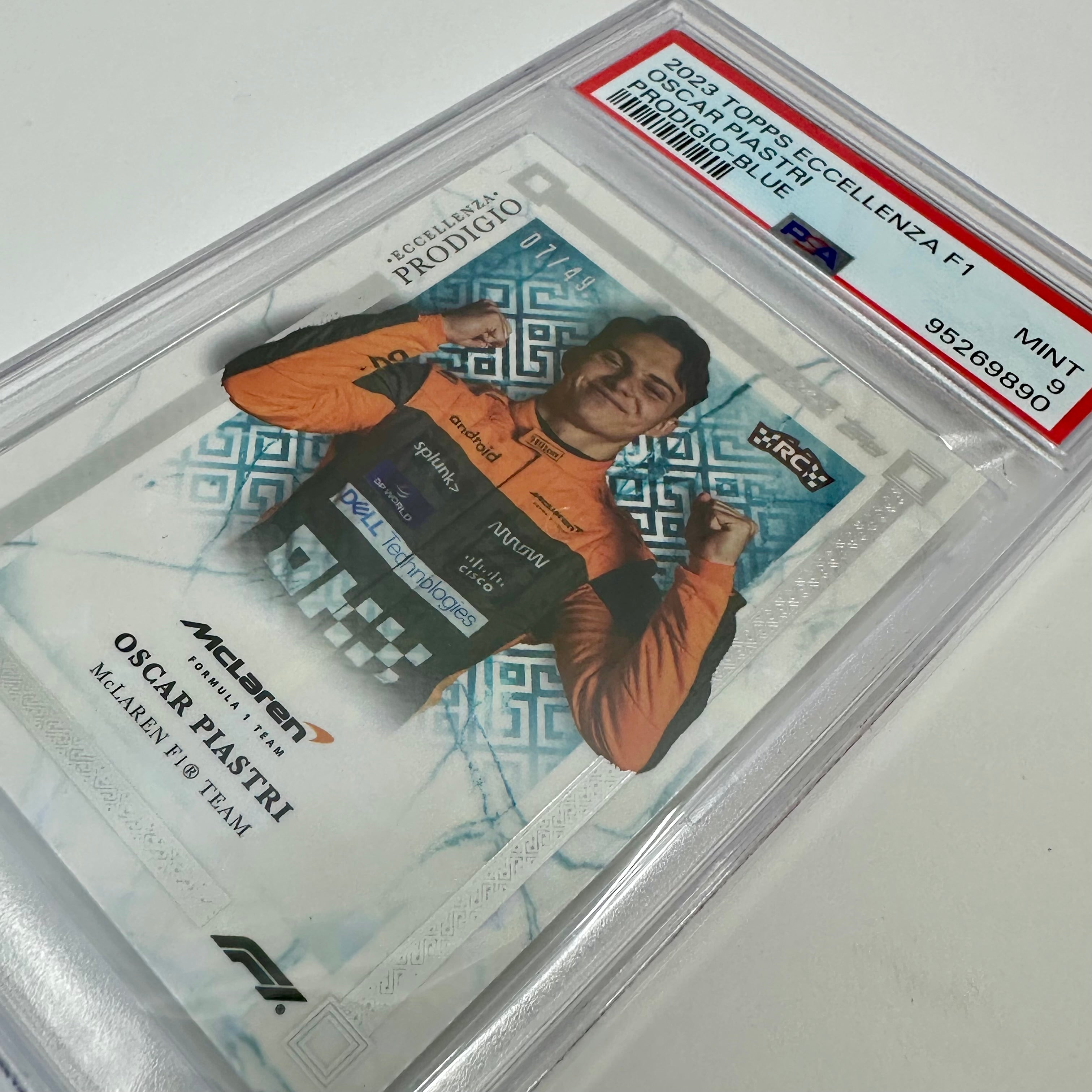 2023 Oscar Piastri Blue 07/49 Eccellenza Prodigio PSA 9 Graded Trading Card - Perfect for Collectors, Sports Memorabilia & Investment