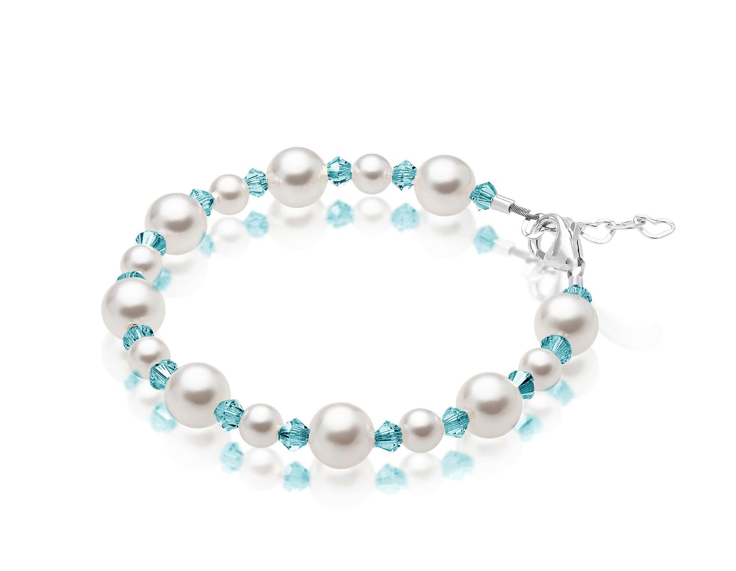 Custom Birthstone & Initial Bracelet for Kids, Girls, Women | Sterling Silver Personalized Jewelry Gift for Baby, Newborn, Toddler, Teen, Mother & Birthday Girl | Crystal Charm Bracelet for Everyday Wear, Special Occasions & Birthday Presents