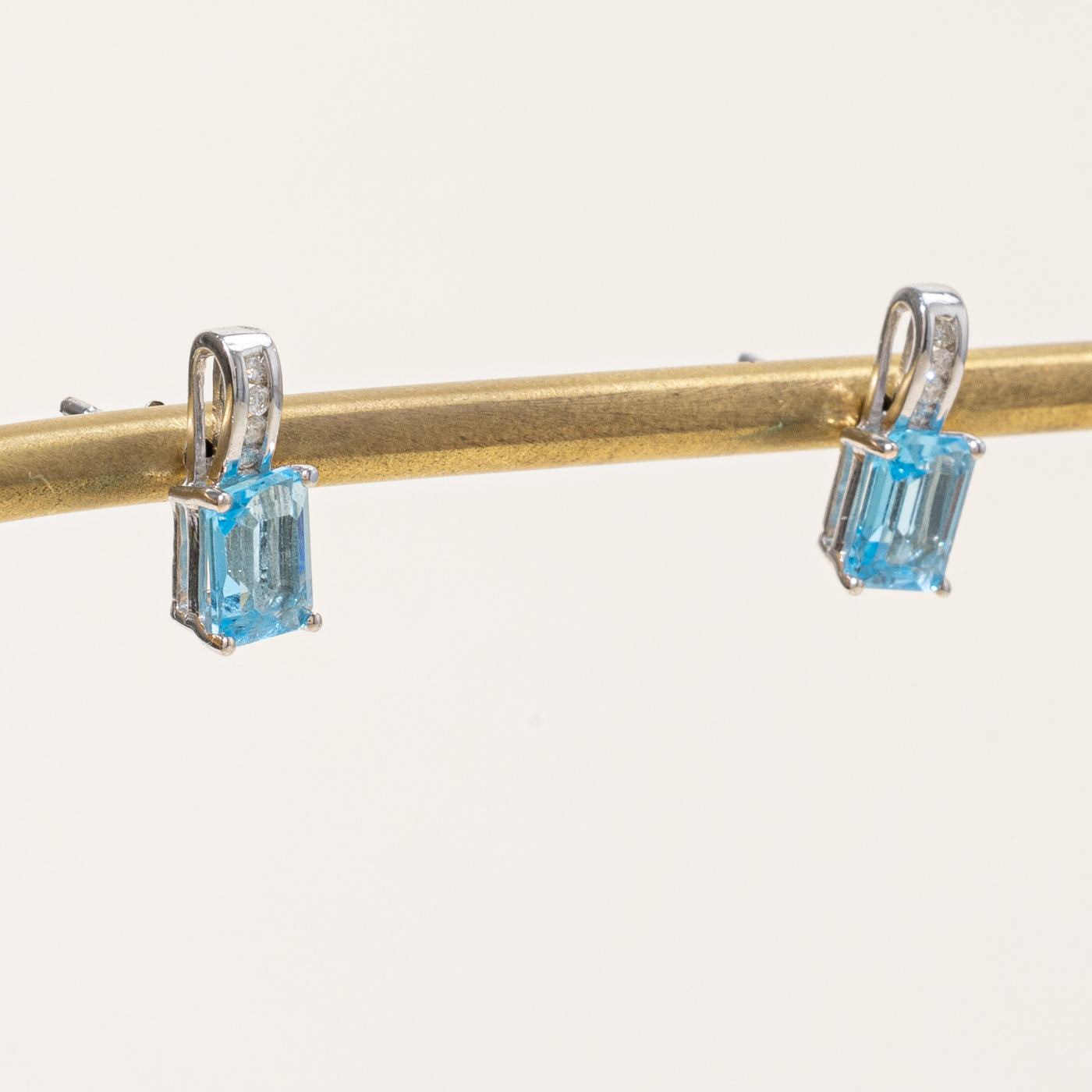 Blue Topaz and Diamond Earrings 2.20ctw - 0.08ctw Dainty Stud Earrings for Women, Elegant Jewelry Gift for Birthday, Anniversary & Special Occasions