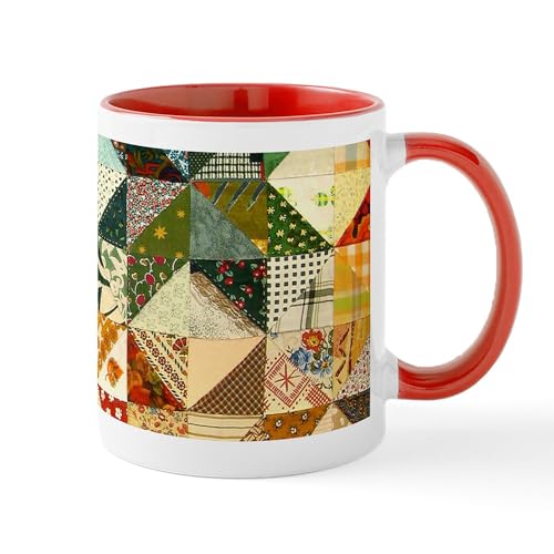 White/Red Inside - Fun Patchwork Quilt Mugs