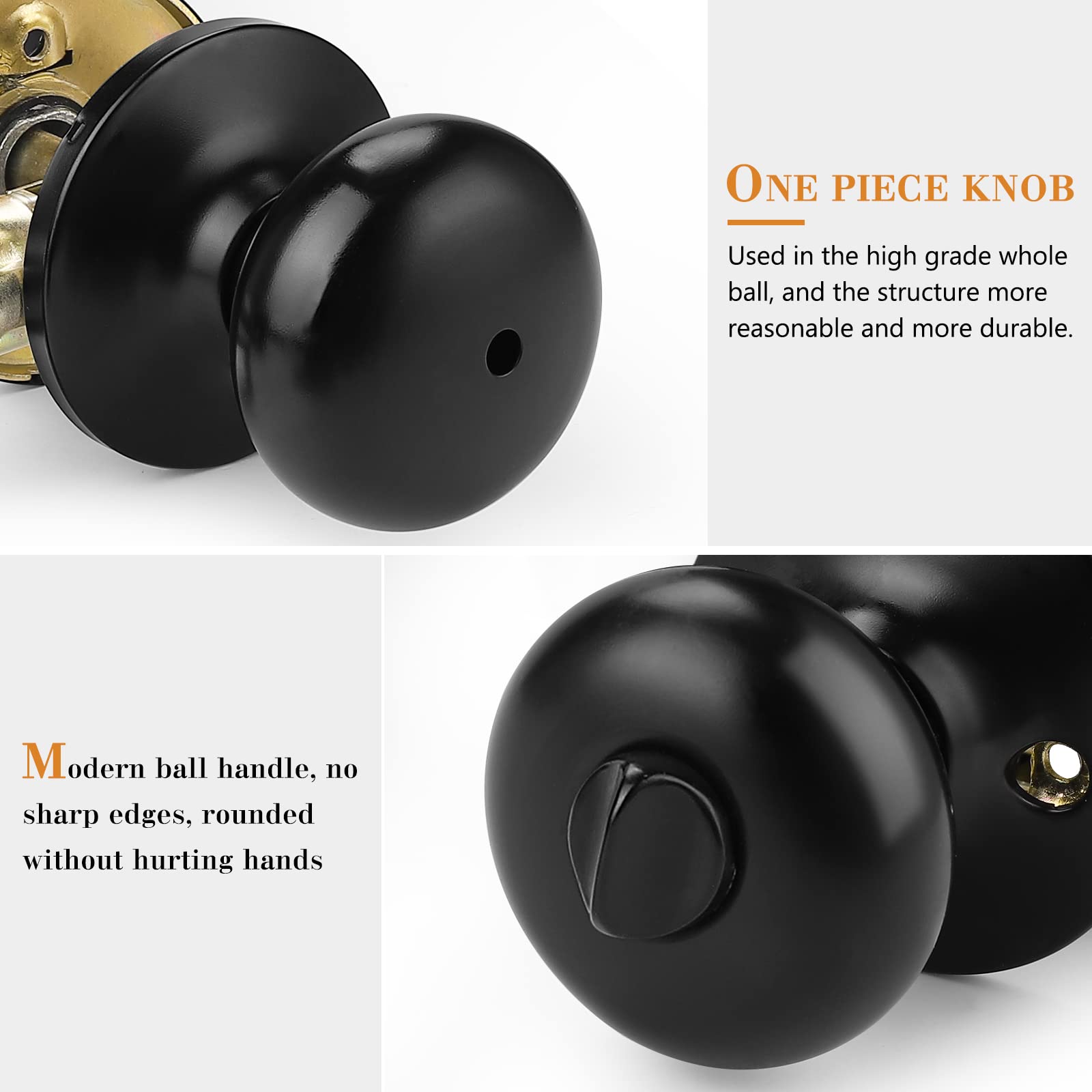 Probrico Keyless Privacy Door Knobs - 10 Pack Black Interior Door Handles for Bathroom & Bedroom, Solid Adjustable Latch, Universal Fit - Perfect for Home, Office, and Apartment Security