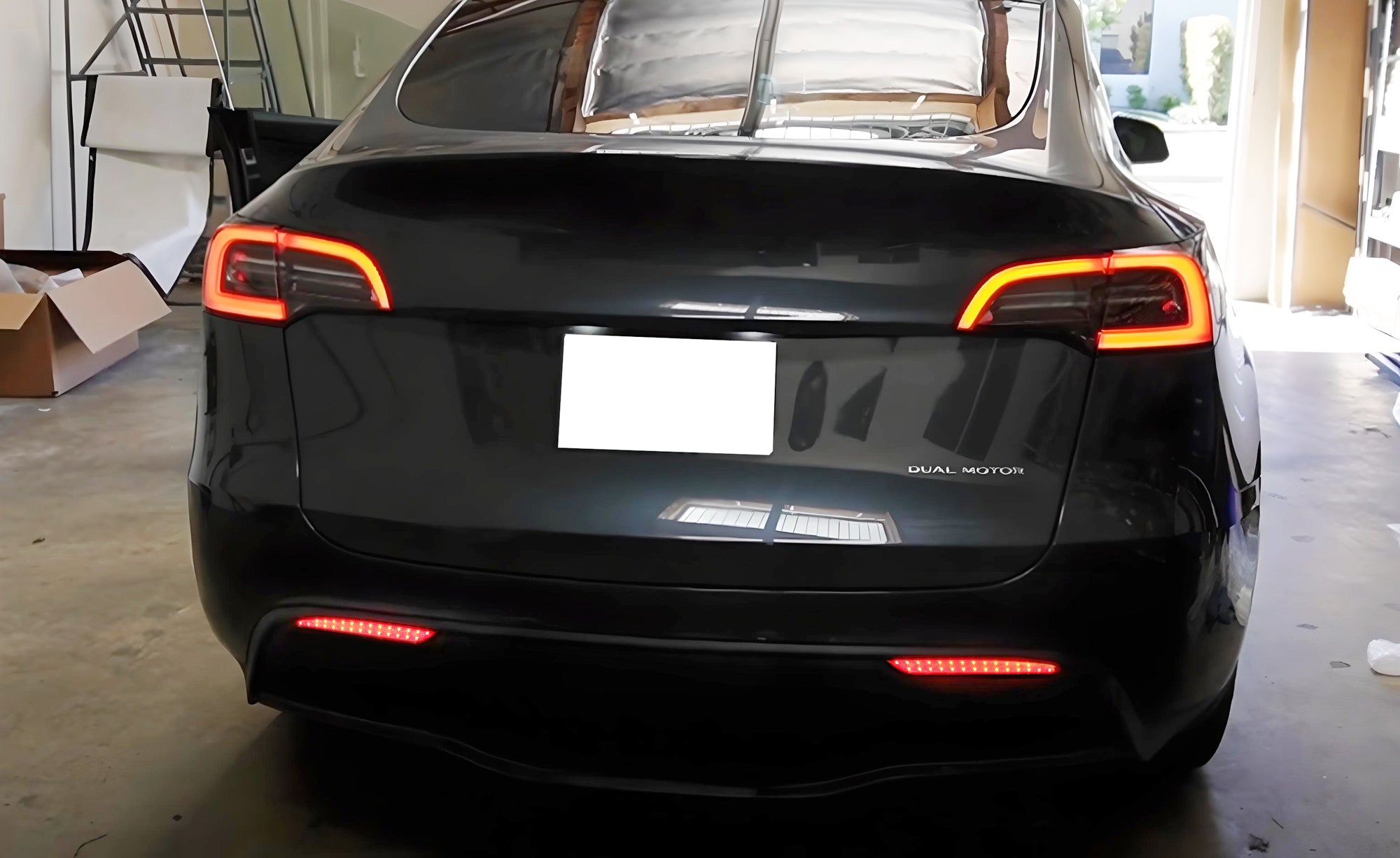 Dark Red LED Rear Bumper Reflector Light Kit for Tesla Model Y (2020-2023) - Upgrade Your Tesla's Style & Safety for Night Driving & Car Shows