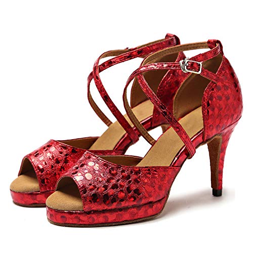 DKZSYIM Women's Latin Dance Shoes - Professional Ballroom Practice & Performance Shoes with Comfortable Heel (Model YCL391) for Salsa, Tango, Bachata & Social Dancing