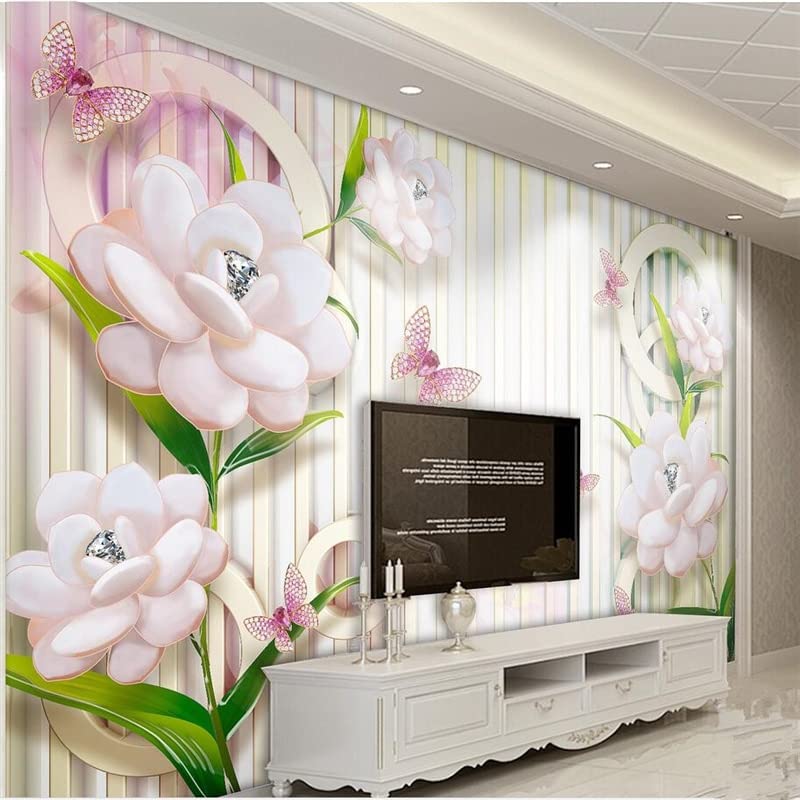JLDWYKK 3D Wall Stickers - Floral Jewelry Design Peel and Stick Wallpaper for Living Room, Bedroom & TV Background | Home Decor Art for Modern Interior Design