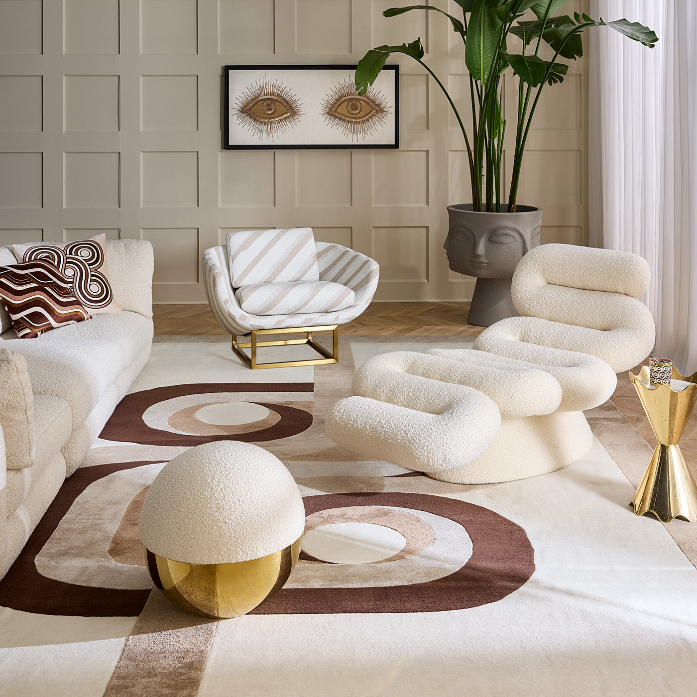 Serpentine Chaise Lounge - Modern Curved Sofa for Living Room, Bedroom & Outdoor Relaxation | Comfortable Single Seater with Stylish Design