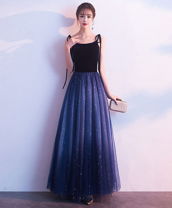 Elegant Royal Blue Tulle Long Prom Dress with Shiny Sequins - Perfect for Evening Gala, Homecoming Dance & Formal Events