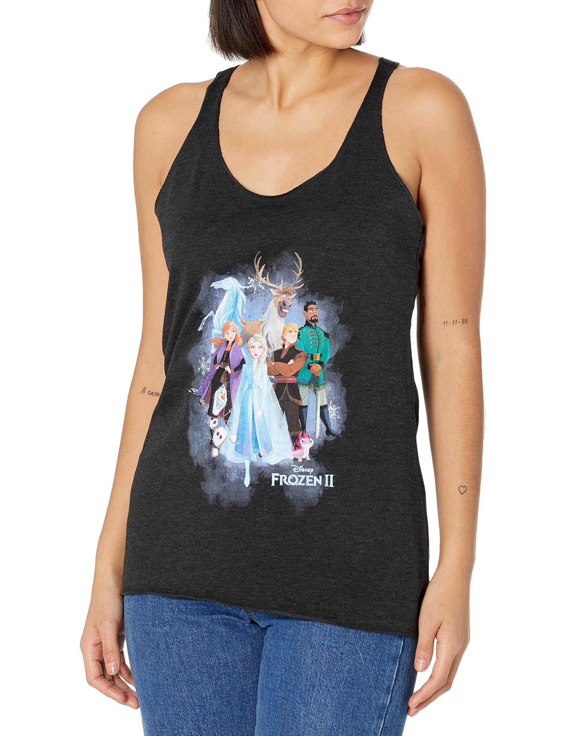 Fifth Sun Women's Frozen 2 Graphic Tri-Blend Racerback Tank Top - Soft Layering Tee for Casual Wear, Disney Fan Outfits & Everyday Comfort