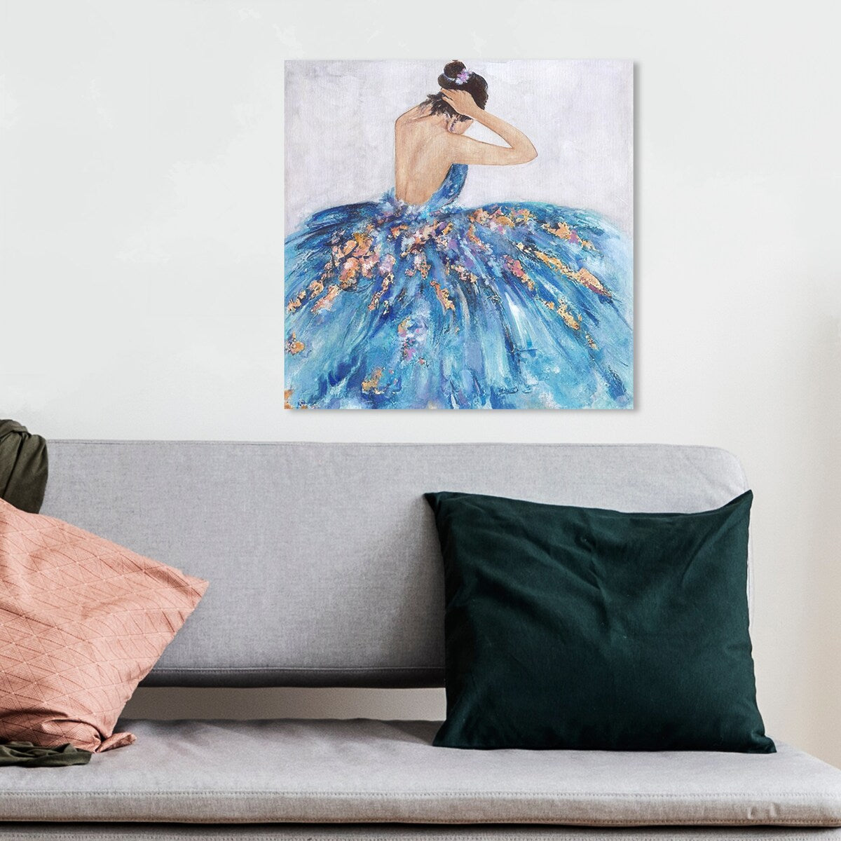 Elegant Blue Princess Dress Canvas Wall Art Print - Festive & Glamorous Home Decor for Bedroom, Nursery, or Living Room