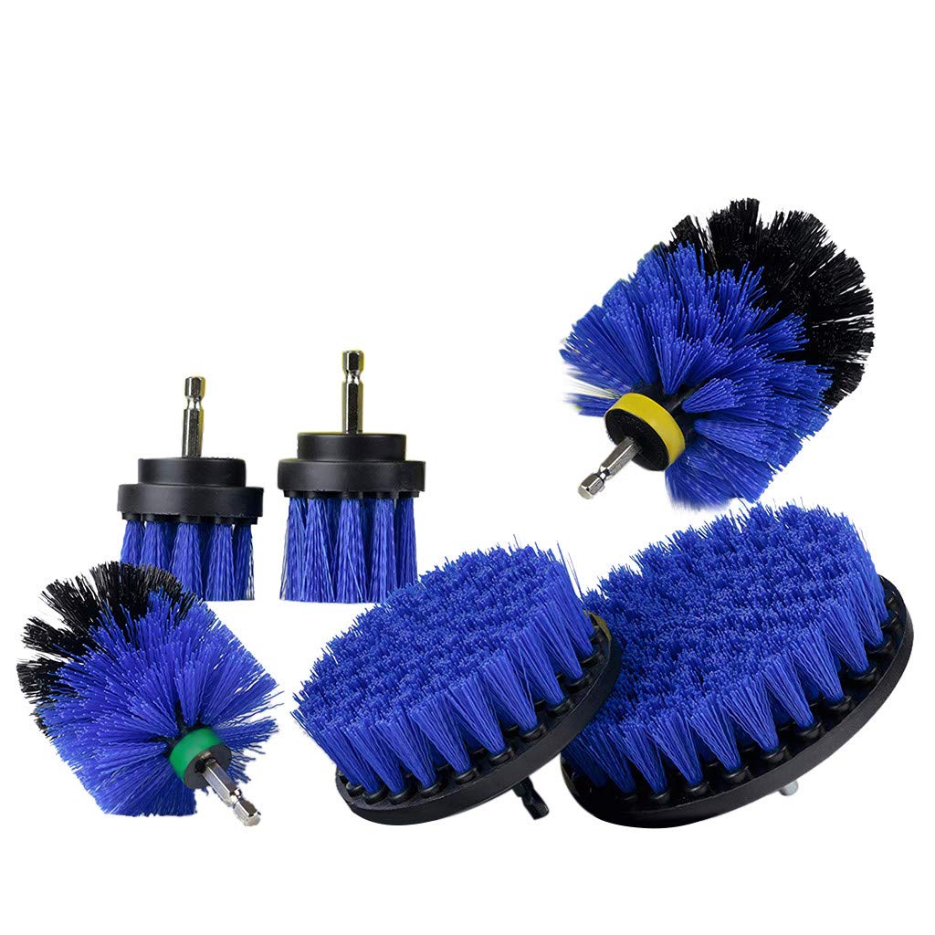 6-Pack Wood Wipes & Grout Power Scrubber Cleaning Brush Set - Heavy Duty Tile, Bathroom & Kitchen Cleaner Combo Kit for Deep Cleaning Floors, Showers & Countertops