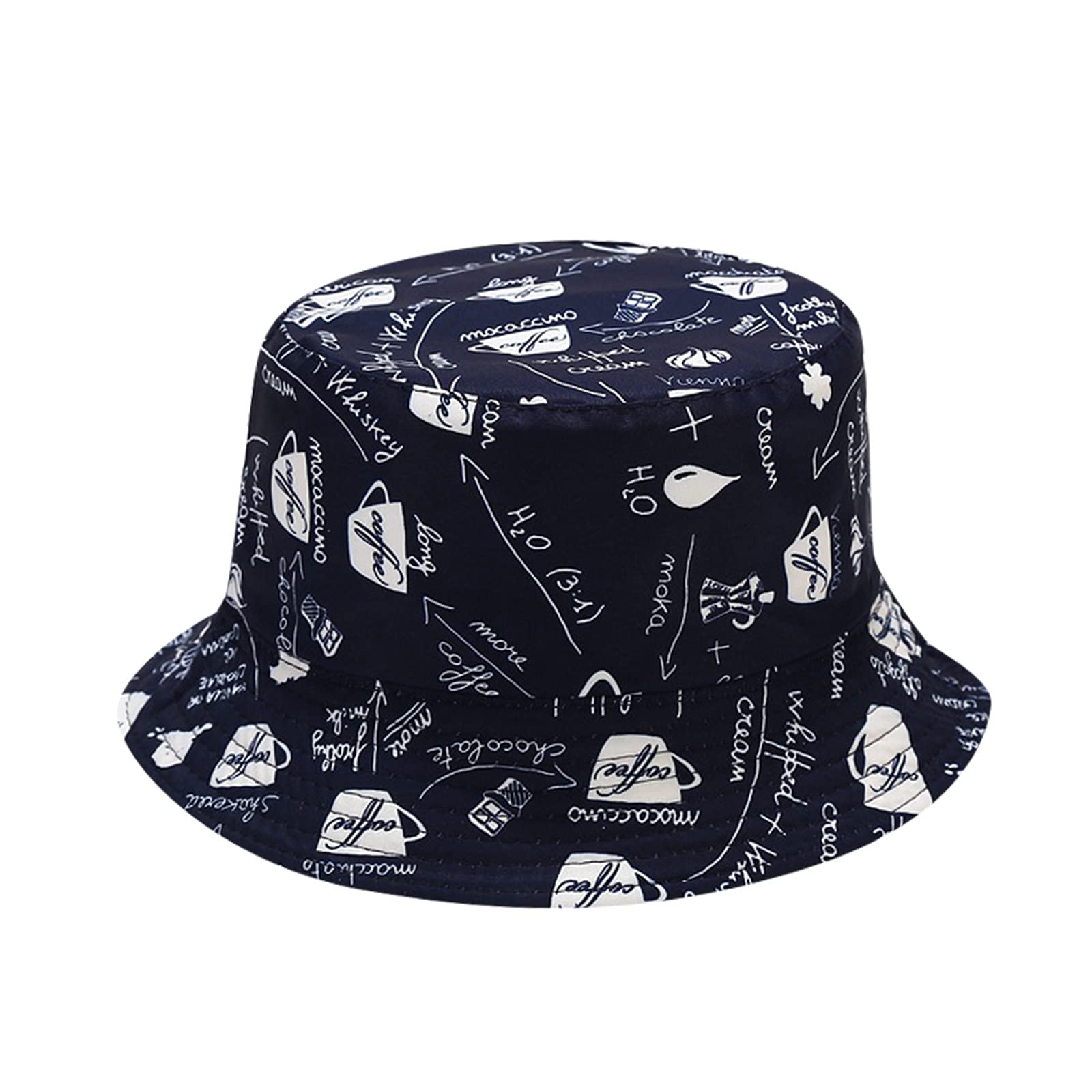 Packable Bucket Hats for Men & Women - Double Summer Washed Baseball Cap with Graffiti Design for Beach, Sun Protection & Outdoor Activities