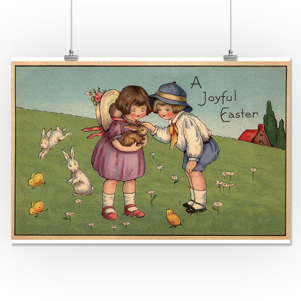 Easter Bunny Kids Wall Art - Giclee Gallery Print 16x24 - Spring Home Decor, Nursery Room Poster, Easter Gift Idea for Children