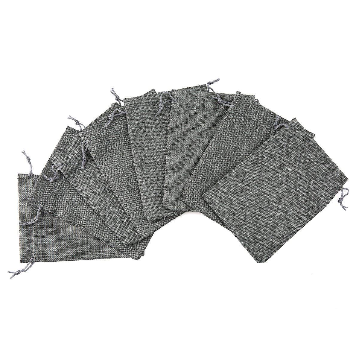 30 Pack Natural Burlap Drawstring Bags - 4 x 5.5 Inch Small Gift Pouches for Jewelry, Wedding Favors, Party Decor & DIY Crafts - Eco-Friendly Fabric Gift Bags for Bridal Shower, Baby Shower, Christmas & Holiday Gifting (Gray)