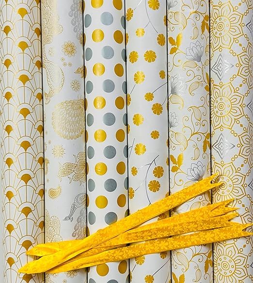 Premium QUAKEL (QKL-09) Gift Wrapping Paper Roll - 5-Pack Mixed Designs for Birthday, Christmas & Holiday Presents - High-Quality Gift Wrap Sheets for All Occasions - Elegant Gift Packaging Material for Parties & Special Events