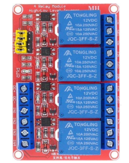 12V 4 Channel Relay Module for Arduino, Raspberry Pi - DIY Electronics, Home Automation, Robotics Projects
