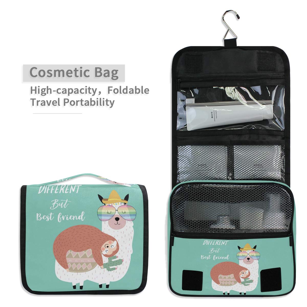Cute Sloth Travel Toiletry Bag - Waterproof Cosmetic Pouch for Women & Girls - Perfect for Showers & Vacations