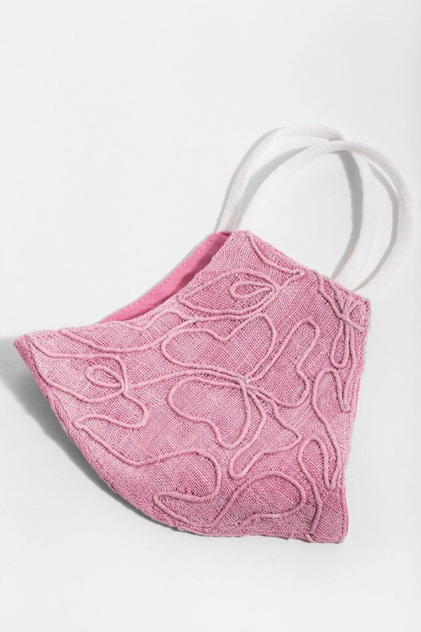 Linen Embroidered Face Mask - Breathable Washable Reusable Cotton Linen Fabric with Floral Embroidery - Perfect for Daily Use, Travel, and Outdoor Activities