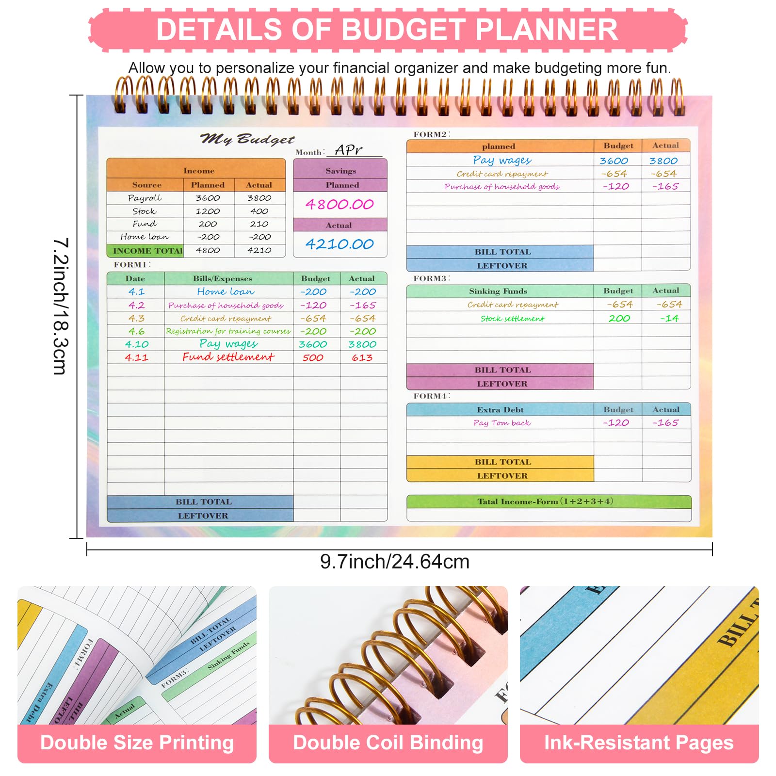 2024-2025 Undated Budget Planner - 50 Sheets Monthly Bill Organizer with 4 Sheet Stickers & Debt Repayment Tracker | Financial Planning Notebook for Money Management | Perfect for Home Budgeting, Personal Finance & Bill Organization