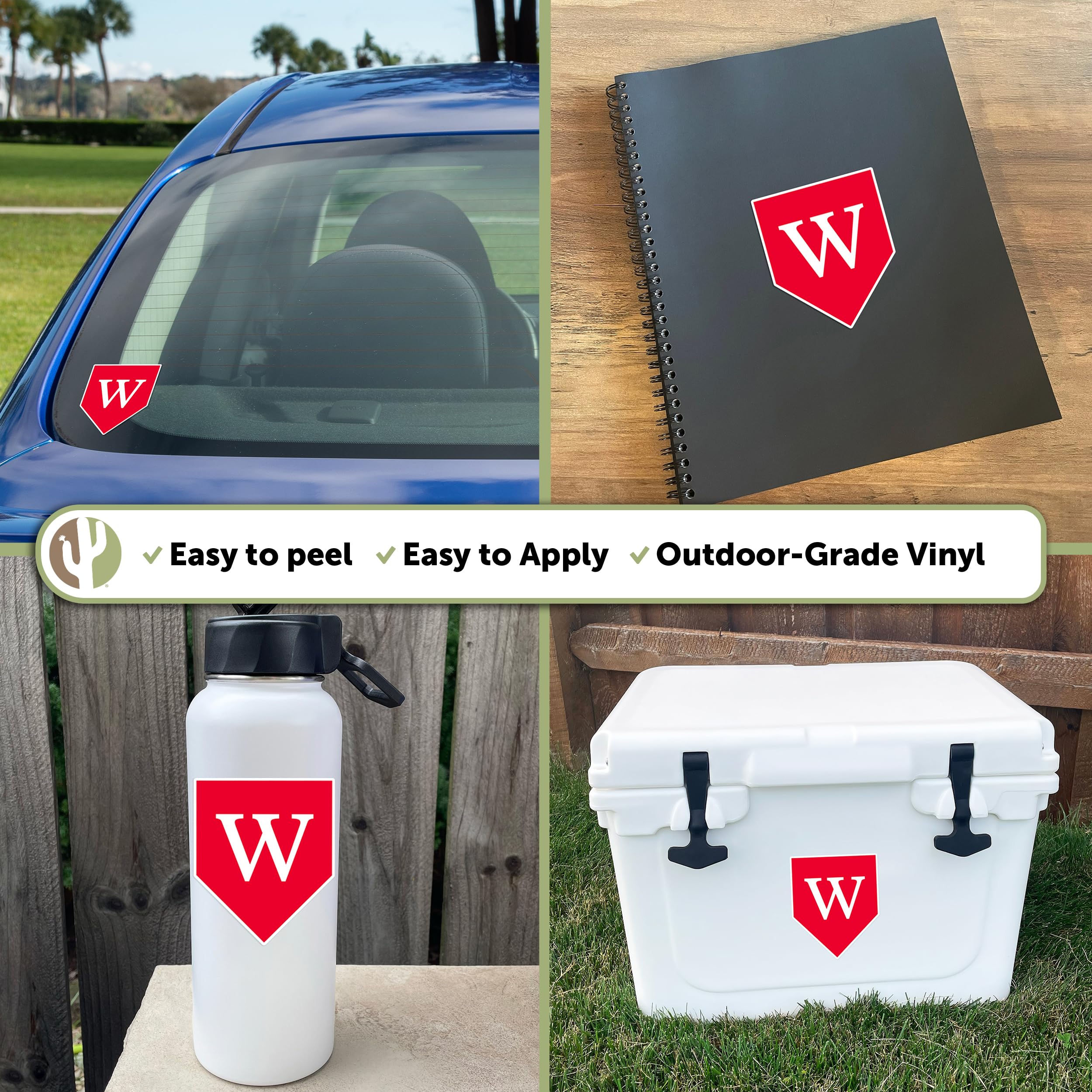 Desert Cactus Wesleyan University Cardinals Vinyl Decal Sticker - Waterproof Laptop, Water Bottle, Car, Scrapbook Decor - Perfect for College Dorm, School Spirit, Fan Gifts & DIY Crafts