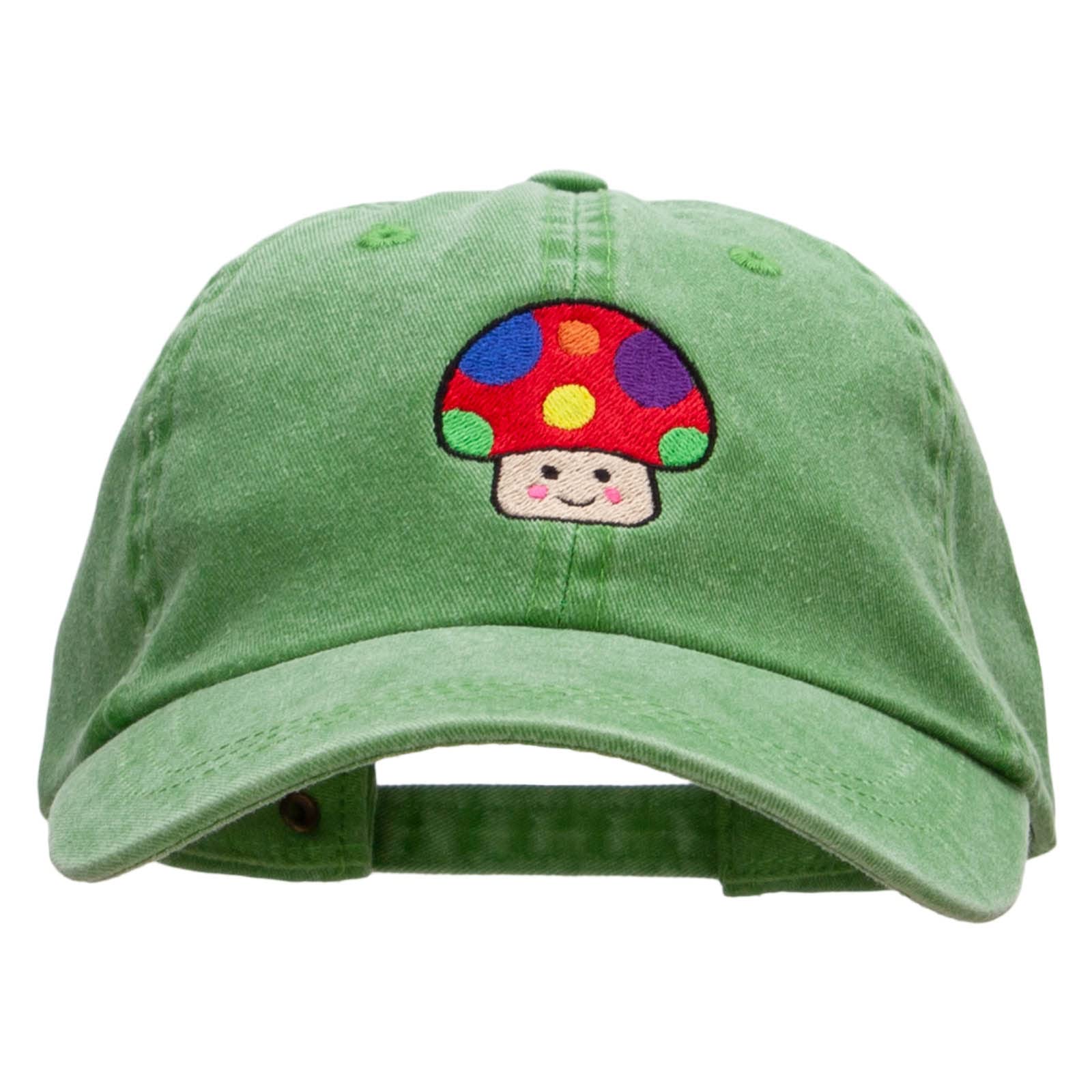 Vintage Red Mushroom Embroidered Pigment-Dyed Washed Cotton Baseball Cap - Perfect for Outdoor Activities, Streetwear & Casual Fashion