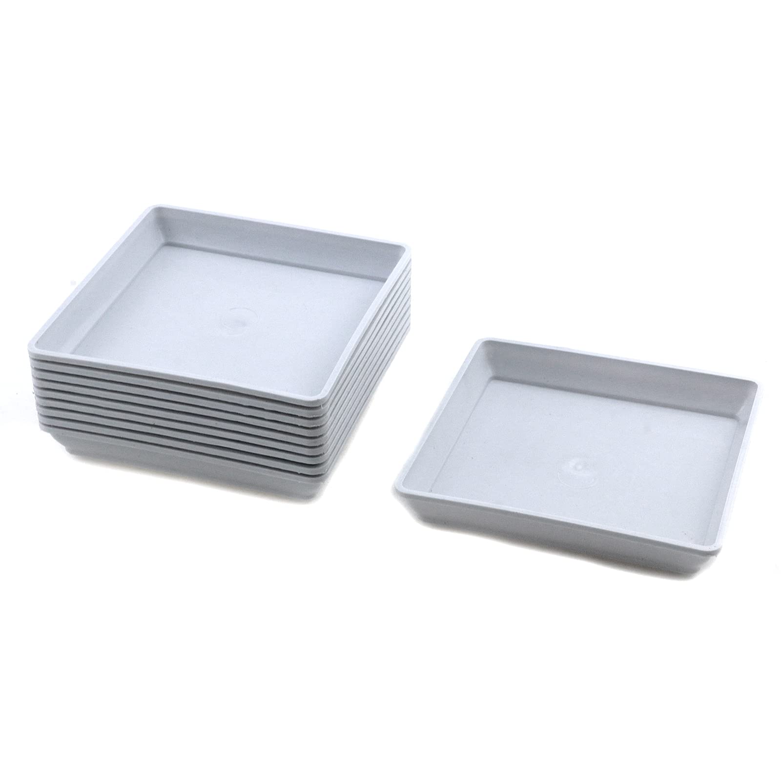 10 Pack White Square Plant Saucers 4.7