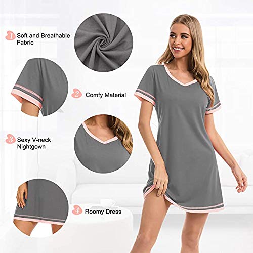 Century Star Women's Short Sleeve Nightgown - Soft Sleepwear T-Shirt Style Pajama Top in Purple (X-Large) for Lounge, Sleep & Relaxation at Home