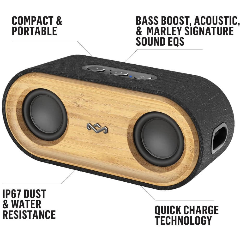 HOUSE OF MARLEY EM JA021 SB Get Together 2 Mini Bluetooth Speaker - Blemished Packaging - Perfect for Outdoor Adventures, Beach Parties & Home Entertainment