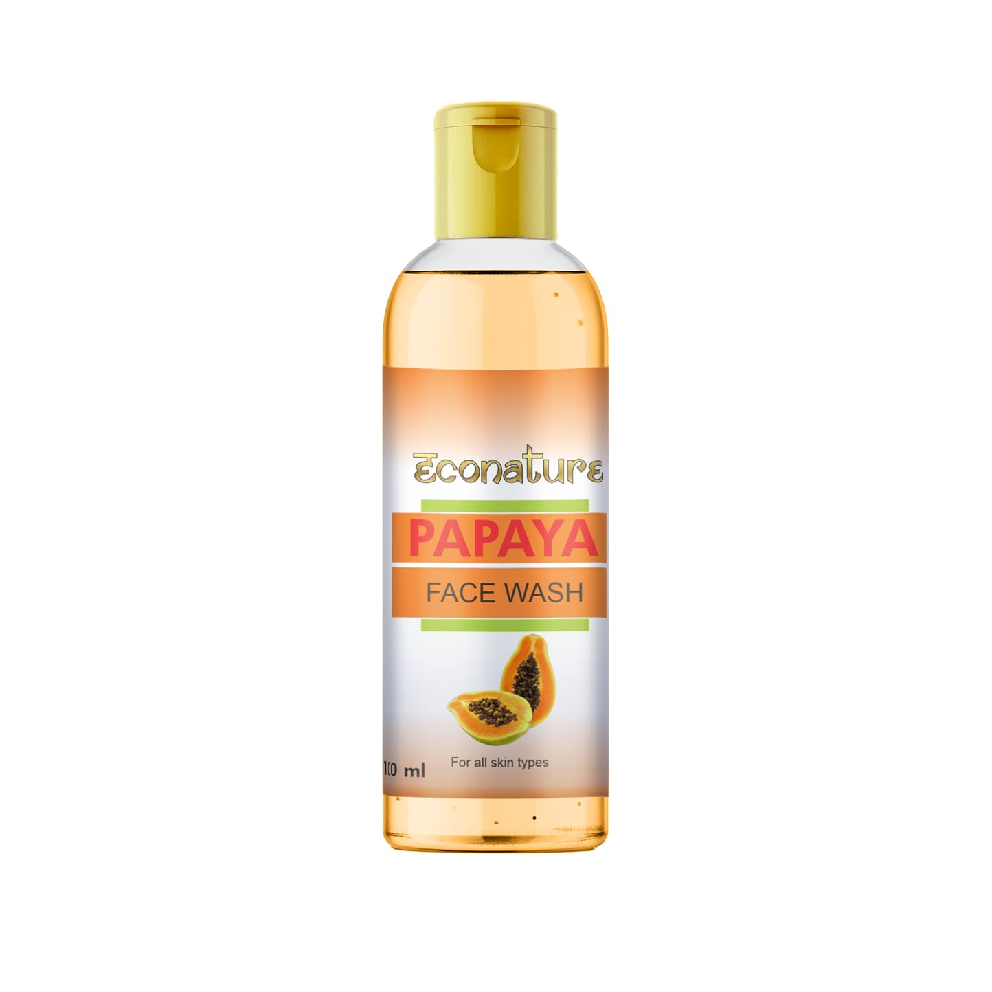 Econature Papaya Enzyme Face Wash for Women & Men - Gentle Foaming Exfoliating Cleanser for Radiant Glowing Skin - 100ml - Perfect for Daily Skincare Routine & Acne-Prone Skin