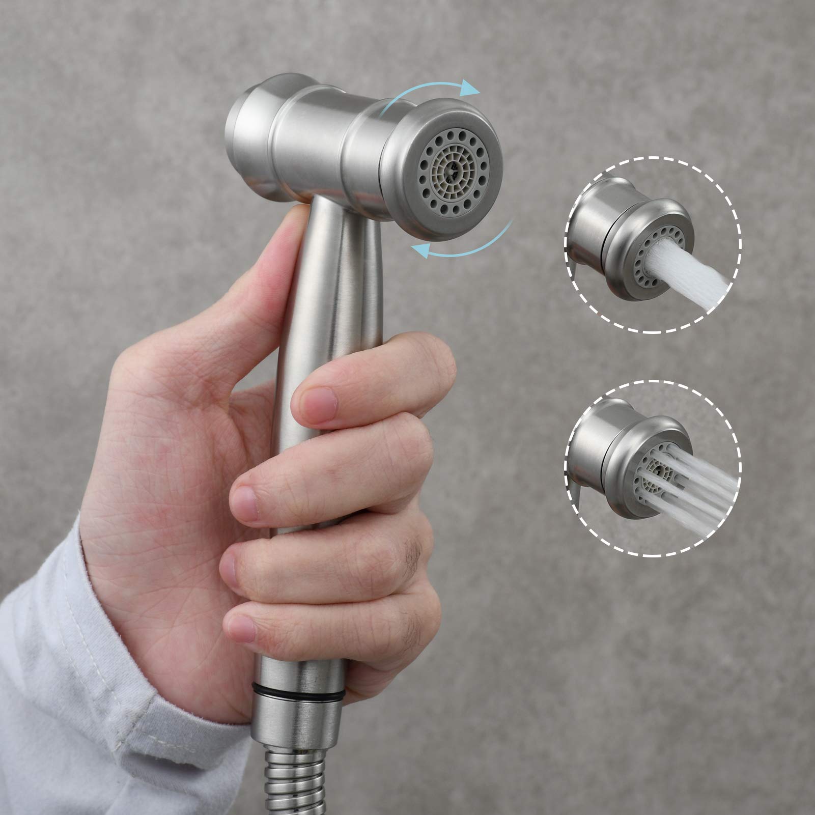 Stainless Steel Handheld Bidet Sprayer Kit for Toilet - Hot & Cold Water Diaper Sprayer - Brushed Nickel Shattaf Bathroom Attachment (WS035F) - Perfect for Baby Care, Hygiene Cleaning & Modern Bathrooms