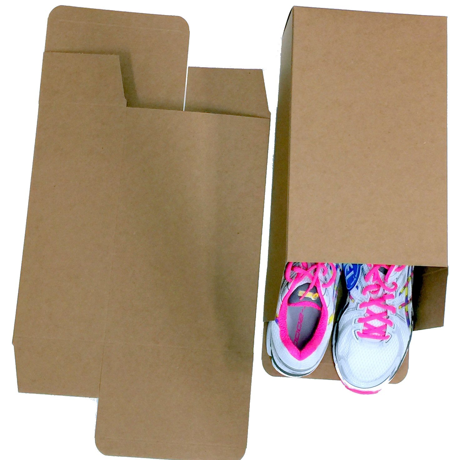 Bubblefast! 100-Pack One Piece Reverse Tuck Carton Shoe Storage Boxes for Large Shoes - Perfect for Organizing Closets, Sneaker Collections & Seasonal Footwear Storage
