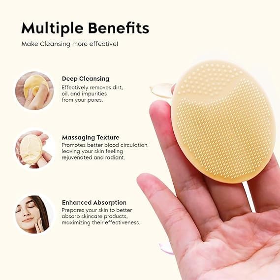 VALKYRIE Silicone Face Scrubber & Exfoliator - Gentle Facial Cleansing Brush for Acne, Blackheads & Pore Cleaning - Soft Skin Care Tool for Women & Girls (Yellow) - Perfect for Daily Skincare Routine & Travel Beauty Essentials