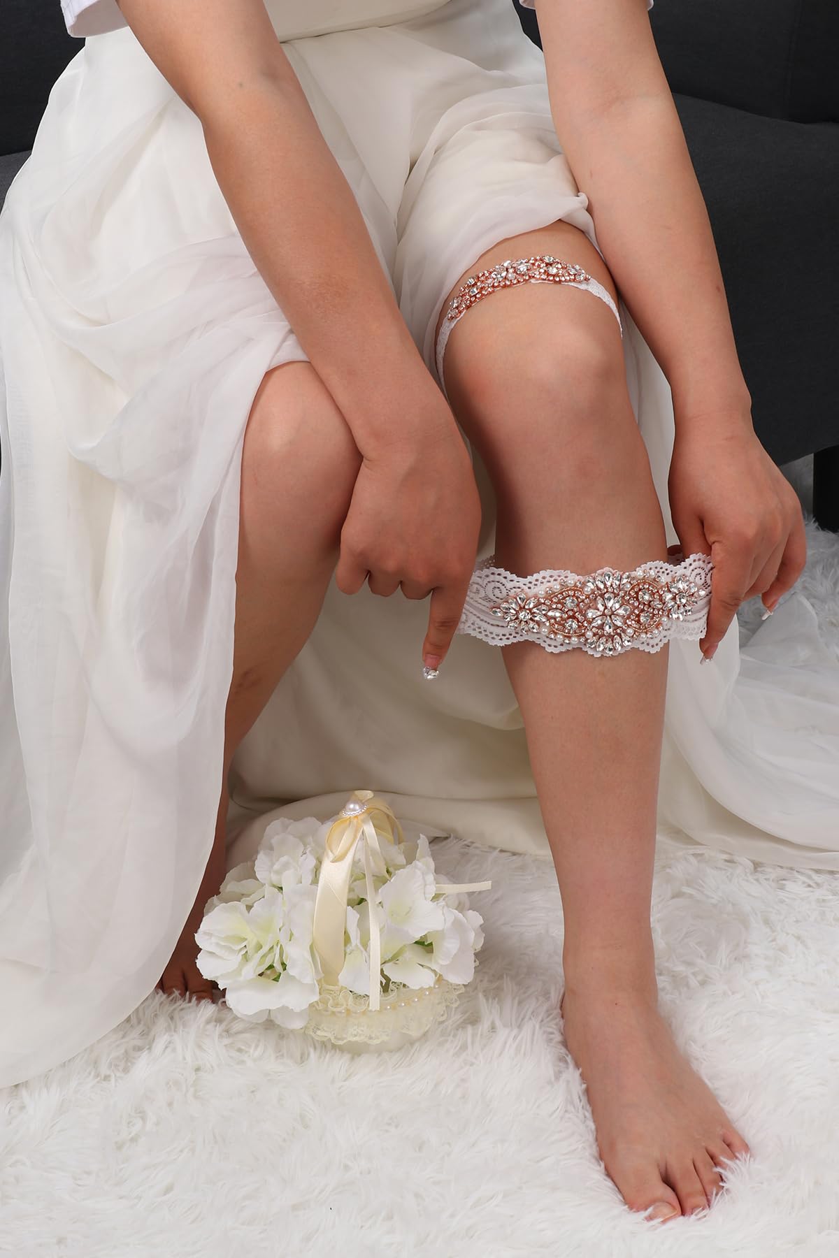 Elegant Wedding Garters for Bride with Clear Rhinestones - Perfect for Bridal Shower, Bachelorette Party & Wedding Day Accessories