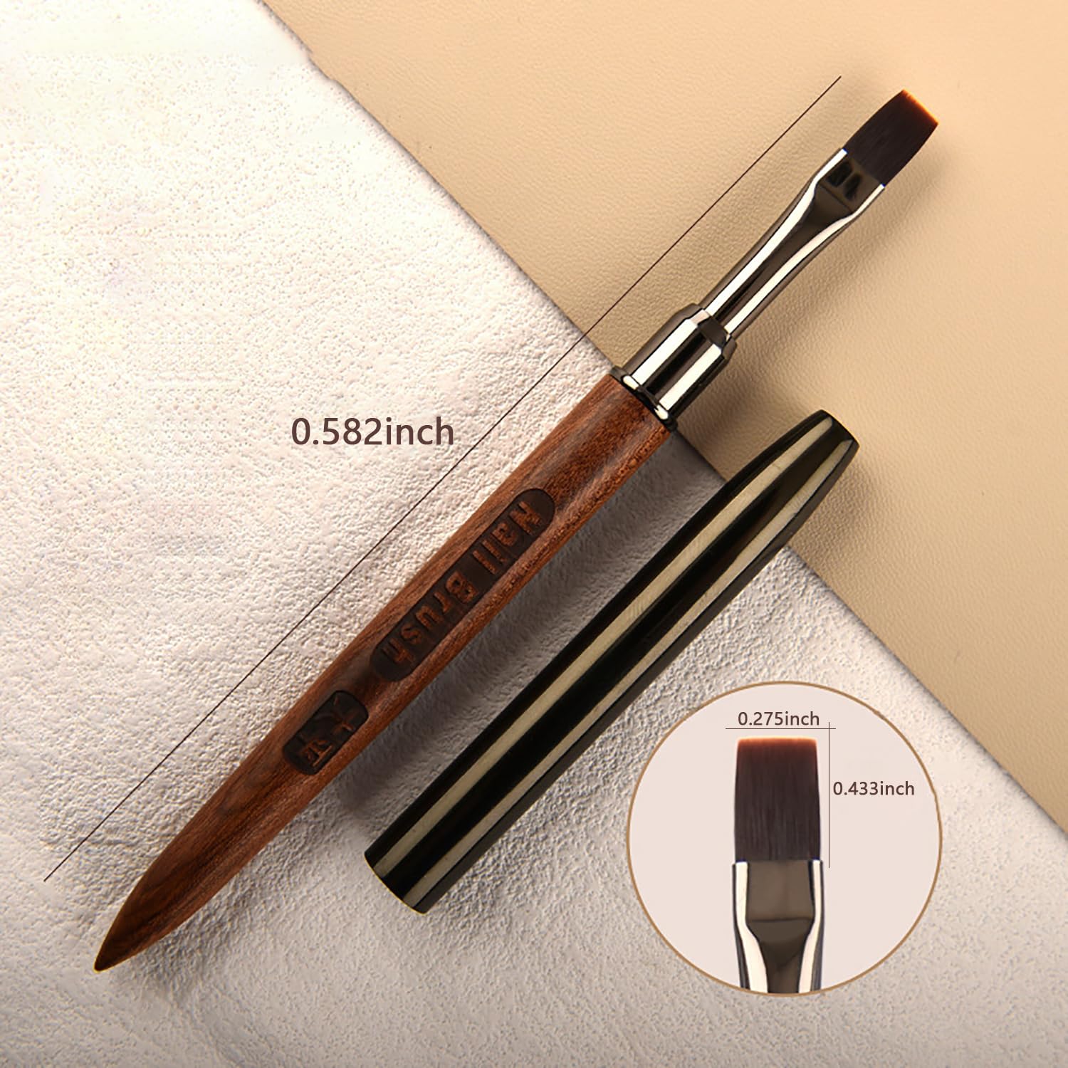 DANNEASY Acrylic Nail Brush Set - Sandalwood Handle Flat Head Nail Art Brush for Acrylic Nails, Gel Polish, Nail Design and Clean Up - Professional Nail Art Tools for Manicure, Pedicure & Salon Use