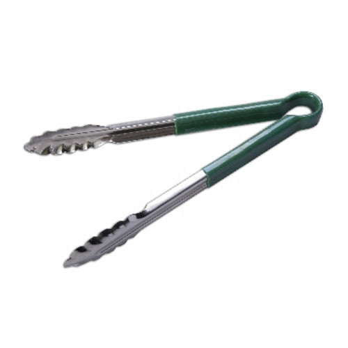 Premium 12-Inch Coated Utility Tongs - Non-Slip Heat Resistant Kitchen Tongs for Cooking, Grilling, and Serving - Safe for Nonstick Cookware (Green) - Ideal for BBQ, Salad Tossing, and Pasta Handling