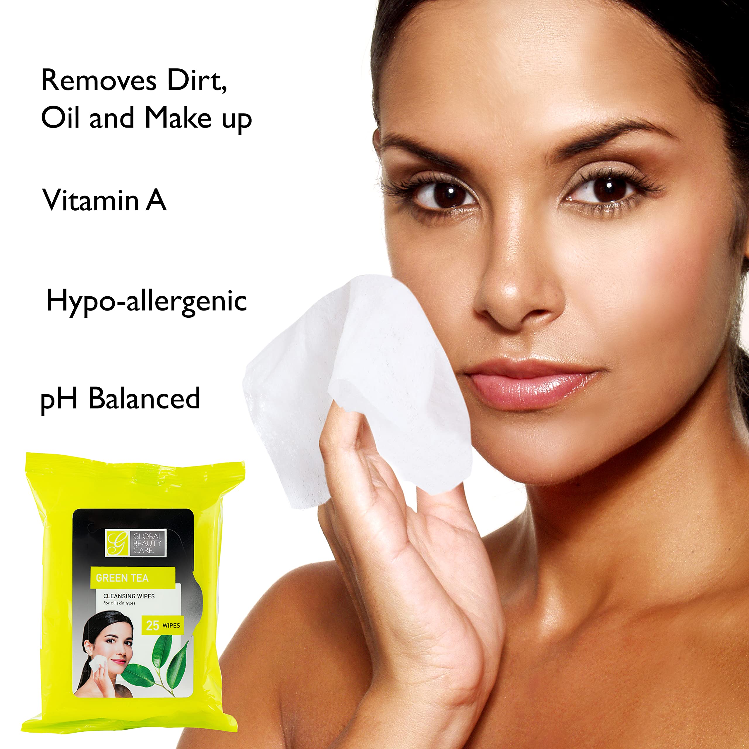 Premium Green Tea Cleansing Wipes - 100 Count (4-Pack) | Bulk Makeup Remover & Facial Cleansing Cloths | Travel-Friendly Toiletries | Ideal for Skincare Routine, Gym, & On-the-Go Beauty Care