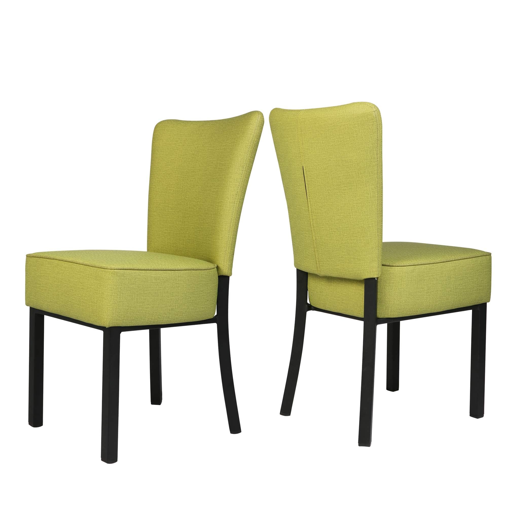LUCKYERMORE 2-Pack Upholstered Dining Chairs - Armless PU Leather Parsons Chairs with Tall Backrest & 5