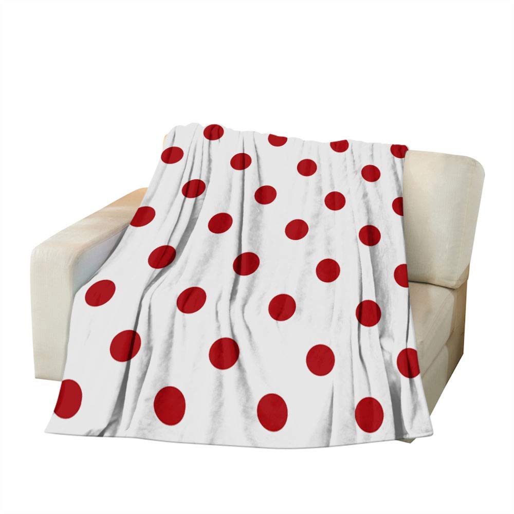 Red and White Polka Dot Flannel Throw Blanket - King Size 60x80 Inch - Soft Christmas Holiday Blanket for Sofa, Bed, Couch - Cozy Winter Gift for Women & Men - Perfect for Home Decor, Movie Nights & Gift Giving