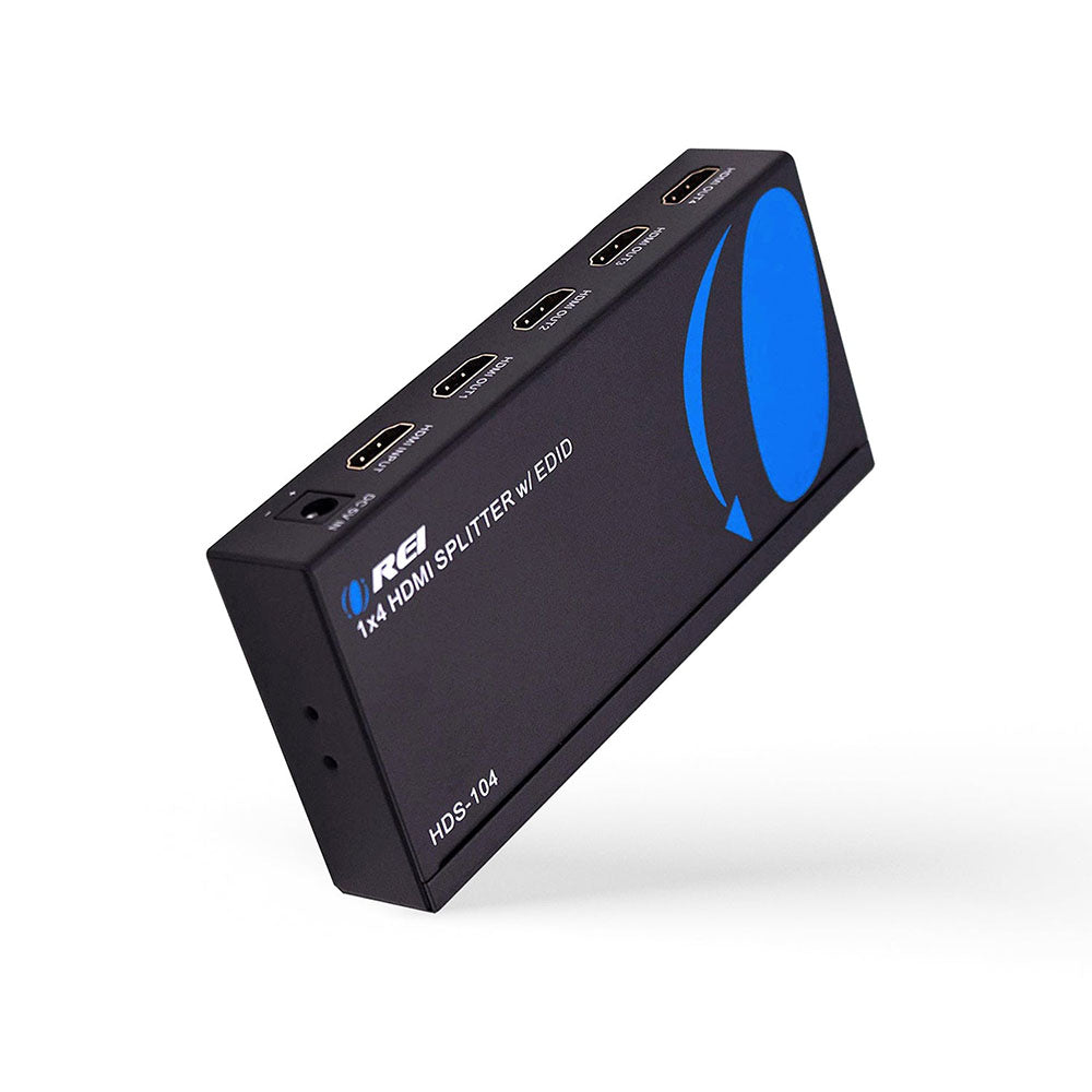 1x4 HDMI Splitter with Power Adapter - 1 Input 4 Output, EDID Support (HDS 104) for Home Theater, Gaming & Multi-Screen Presentations