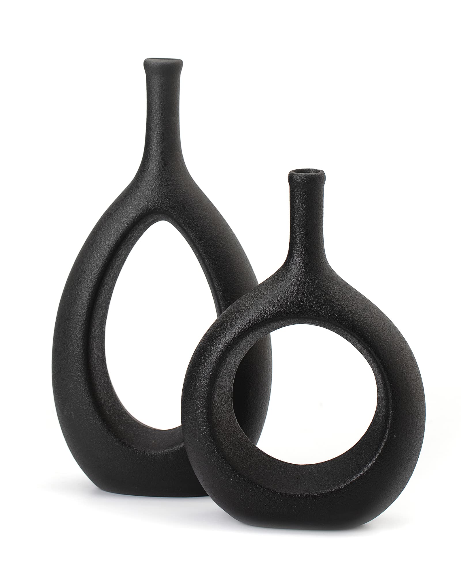 Modern Black Vases for Home Decor - Elegant Table Centerpieces for Dining & Living Room | Perfect for Wedding, Party & Interior Design Décor